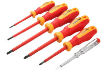 Screwdriver Set VDE 6 Pc (3x75,4x100,5.5x100,PH1x80,PHZ2x100+ Volt Tes