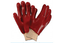 Glove PVC Std Knit Wrist Red Bulk (3131)