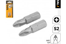 Screw Bit Set Pk2 PZ2 x 25mm S2 Ind Steel Indust.  TOLSEN