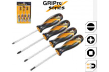 Screwdriver Set 4 Pc (6.5x100, PZ1x100, PZ2x100, S2x100) TOLSEN