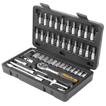 Socket Set 1/4\" 4-14mm 46Pc Indust. Tolsen