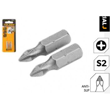 Screw Bit Set Pk2 PH2 x 25mm S2 Ind Steel  Indust. TOLSEN