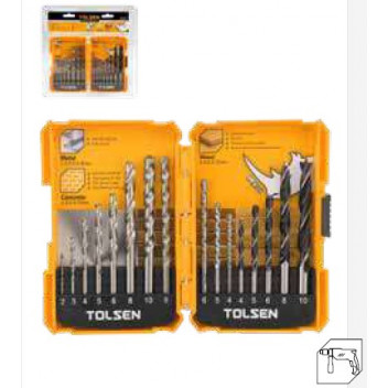 Drill Set Combo (6 x HSS, 5 x Brad,5 x Masonry) TOLSEN