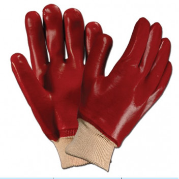 Glove PVC Std Knit Wrist Red Bulk (3131)