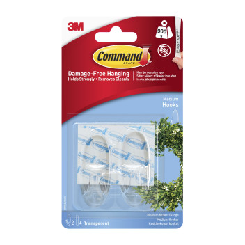 Command Clear Hooks with Clear Strips  Medium 2HKS+4S