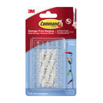 Command Clear Decorating Clips with Clear Strips  20C+24S