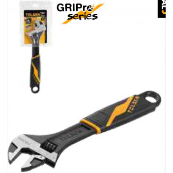 Wrench Adjustable PVC Grip 300mm Black Grip Indust. TOLSEN