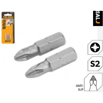 Screw Bit Set Pk2 PZ2 x 25mm S2 Ind Steel Indust.  TOLSEN