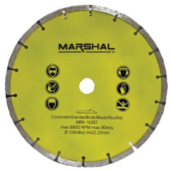 Diamond Blade 230mm Seg MARSHAL YELLOW BULK***