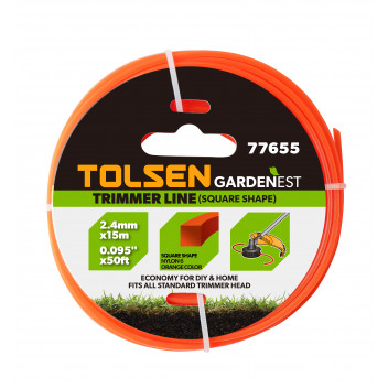 Garden Trimmer Line 2.4mm x 15m Square  TOLSEN