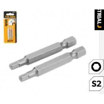 Screw Bit Set Pk2 H6 x 50mm S2 Ind Steel Indust. TOLSEN