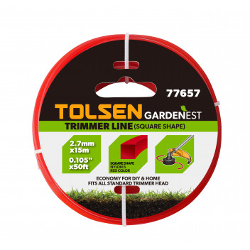 Garden Trimmer Line 2.7mm x 15m Square  TOLSEN